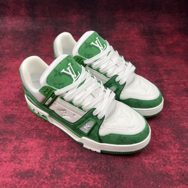 LV  White and green denim color sport shoes
