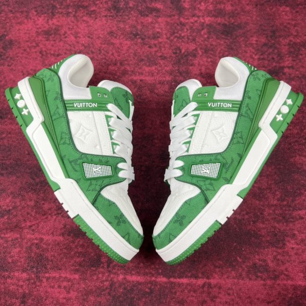 LV  White and green denim color sport shoes - Image 2