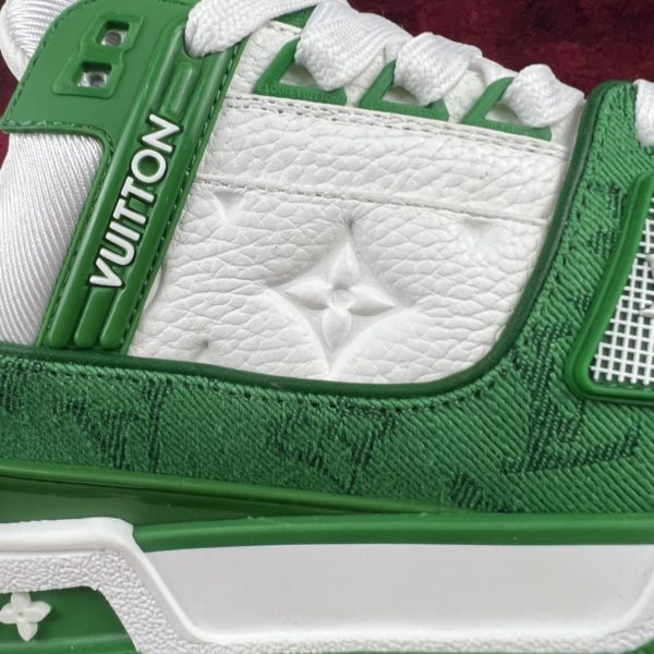 LV  White and green denim color sport shoes - Image 5