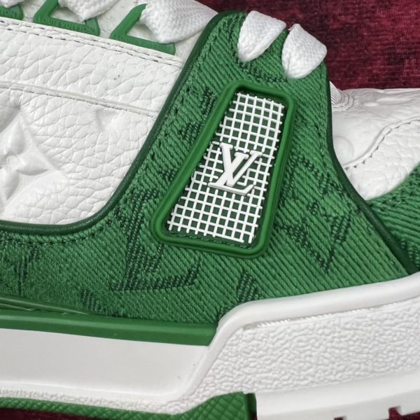 LV  White and green denim color sport shoes - Image 4
