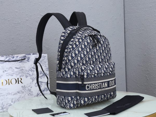 Printed blue tech canvas backpack for double-shoulder carrying - Image 2