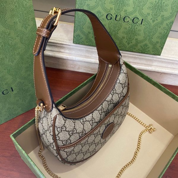 Oval leather half-moon mini handbag - Image 5