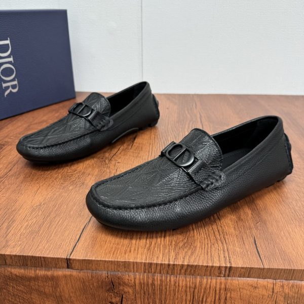 Black pebble-grain leather round-toe shoes - Image 3