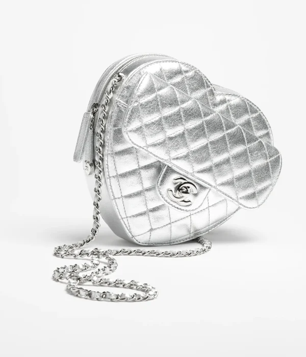 CHANEL Silver heart-shaped handbag - Image 2
