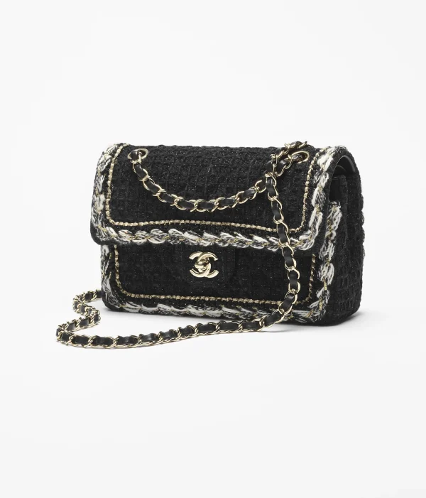 CHANEL Small Classic Handbag   Cotton twill soft fabric and gold metal black - Image 2