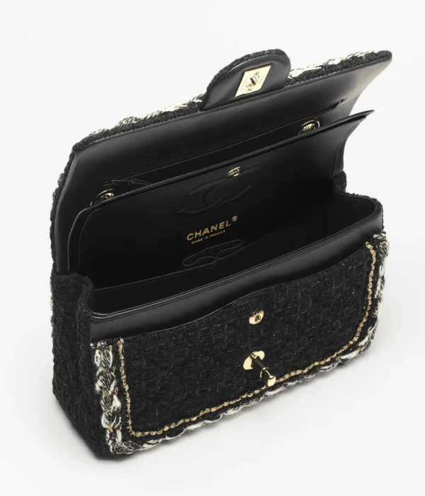 CHANEL Small Classic Handbag   Cotton twill soft fabric and gold metal black - Image 3