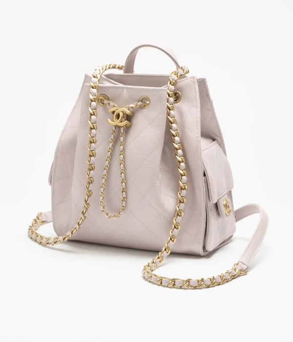 CHANEL 25 Medium Backpack   Particle embossed calf leather and gold metal Pale pink - Image 2