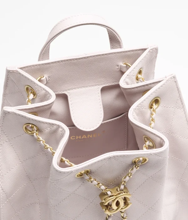 CHANEL 25 Medium Backpack   Particle embossed calf leather and gold metal Pale pink - Image 3