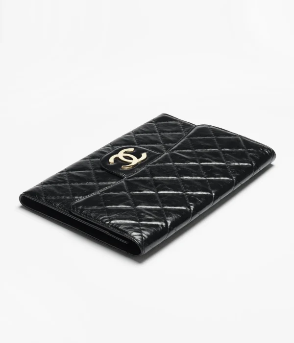 CHANEL Large carry on bag, bright color, wrinkled calf leather, black - Image 4