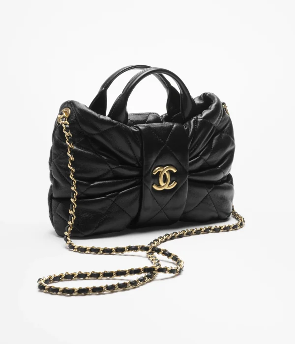 CHANEL Mini bow handbag   Polish lambskin and golden metal black - Image 2