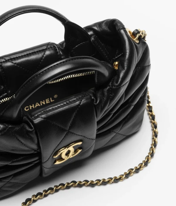 CHANEL Mini bow handbag   Polish lambskin and golden metal black - Image 3