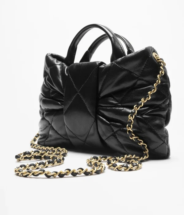 CHANEL Mini bow handbag   Polish lambskin and golden metal black - Image 4