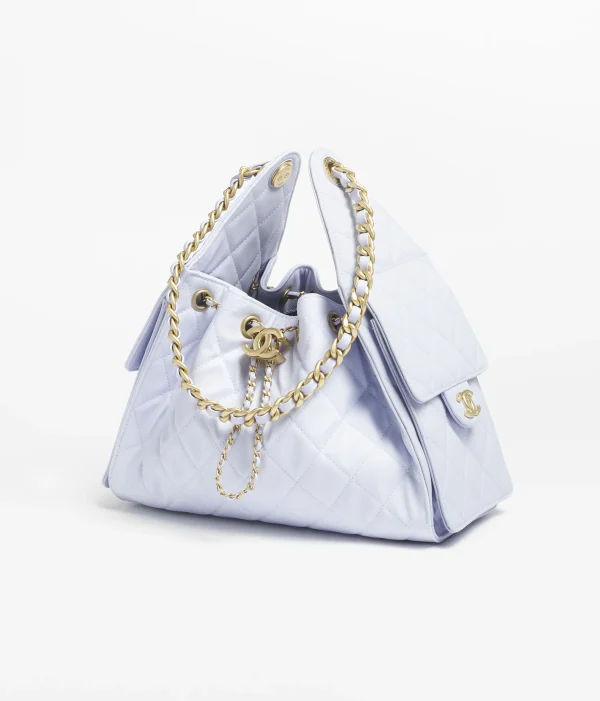 CHANEL 25 Small Handbag   Canvas and shiny gold metal lavender - Image 2