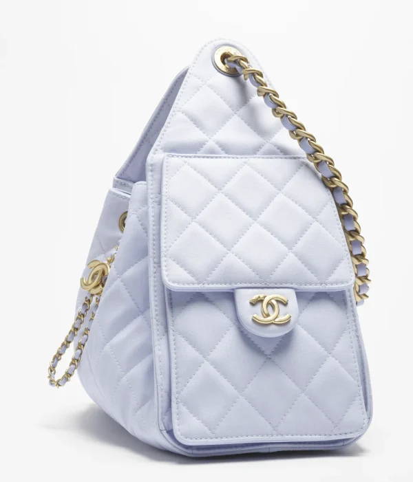 CHANEL 25 Small Handbag   Canvas and shiny gold metal lavender - Image 3