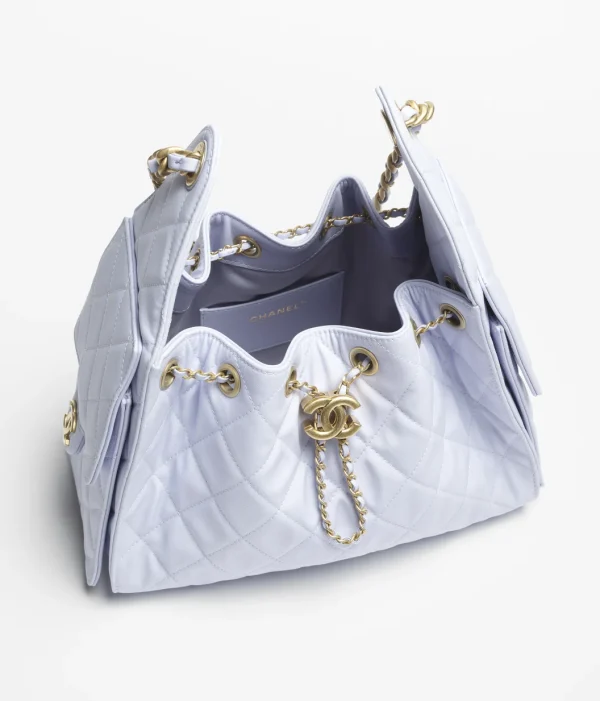 CHANEL 25 Small Handbag   Canvas and shiny gold metal lavender - Image 4