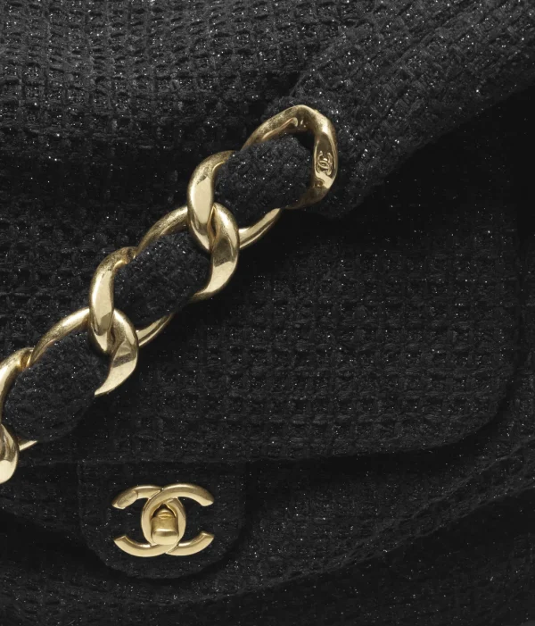 CHANEL Oversized hippie bag   Cotton twill soft fabric and gold metal black - Image 4