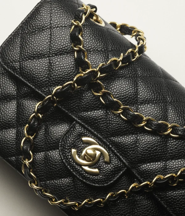 CHANEL Trumpet Classic Handbag Granulated embossed calfskin with gold metal Black - Image 3
