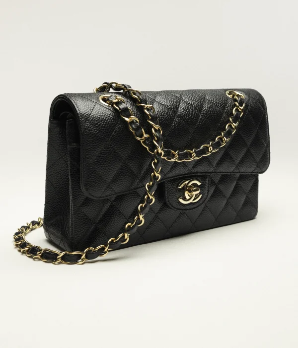 CHANEL Trumpet Classic Handbag Granulated embossed calfskin with gold metal Black - Image 4