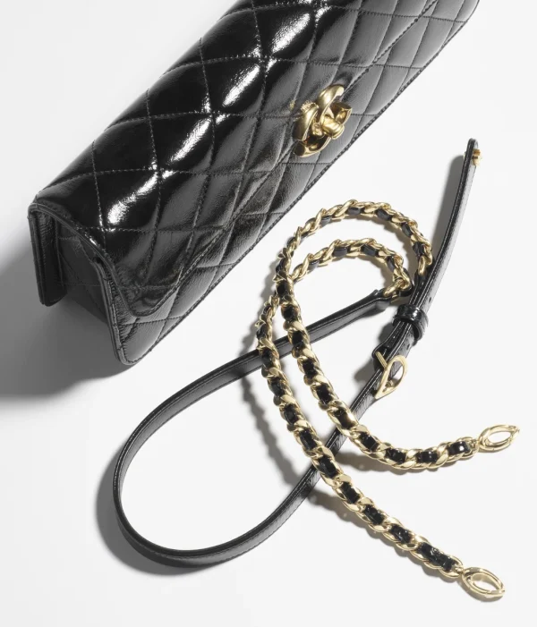 CHANEL Large cap bag   Sheep patent leather and golden metal black - Image 3