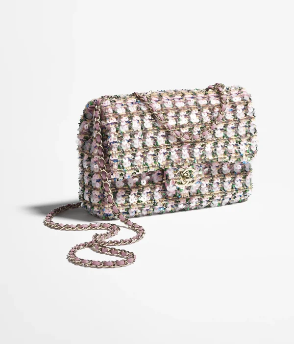 CHANEL Mouth cap bag   Glitter and Golden Metal Pale pink, green, and yellow - Image 4