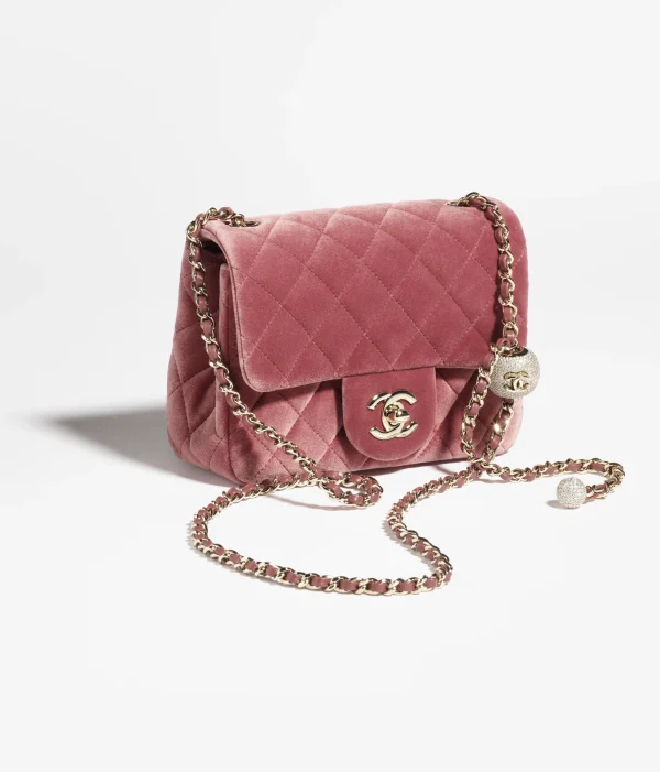 CHANEL Mini hood package with velvet, crystal, and gold metal, wine red - Image 2