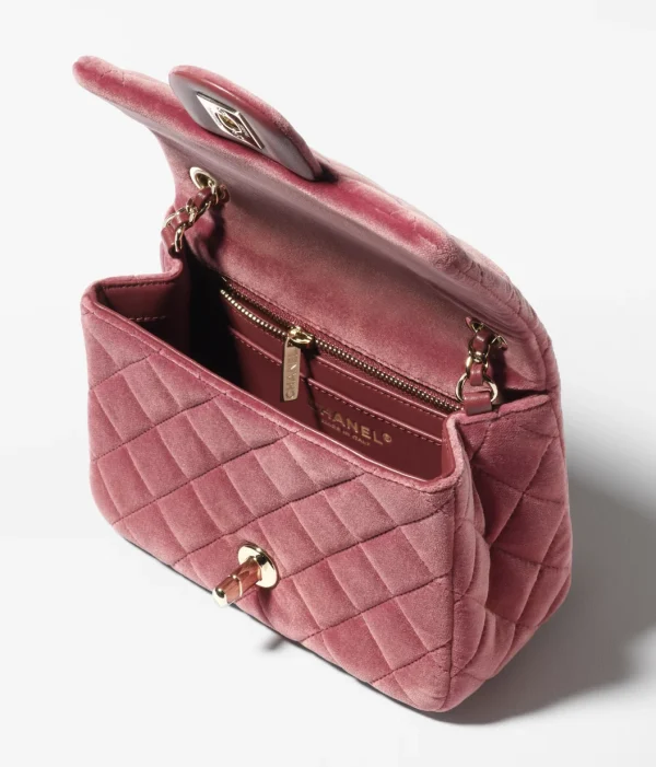 CHANEL Mini hood package with velvet, crystal, and gold metal, wine red - Image 3
