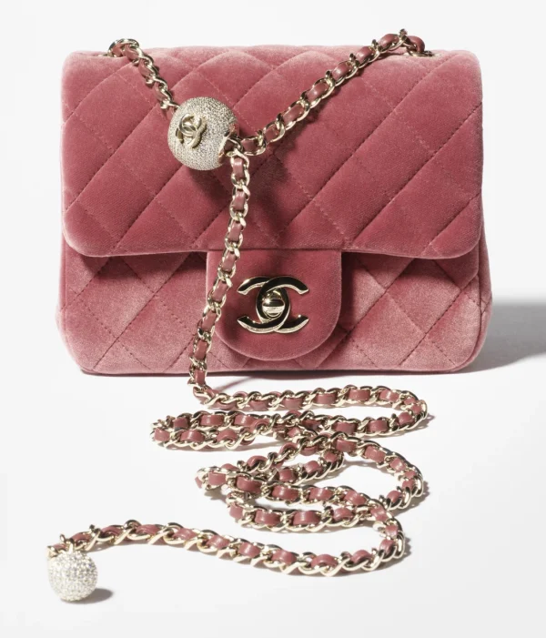 CHANEL Mini hood package with velvet, crystal, and gold metal, wine red - Image 4