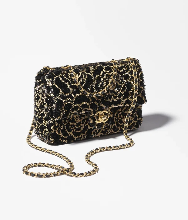 CHANEL Mouth cap bag   Glitter and Golden Metal Gold and Black - Image 2