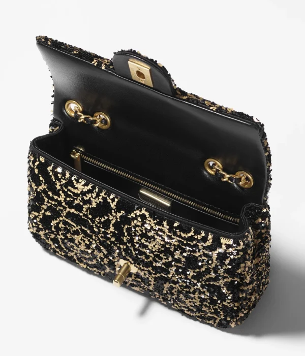 CHANEL Mouth cap bag   Glitter and Golden Metal Gold and Black - Image 3