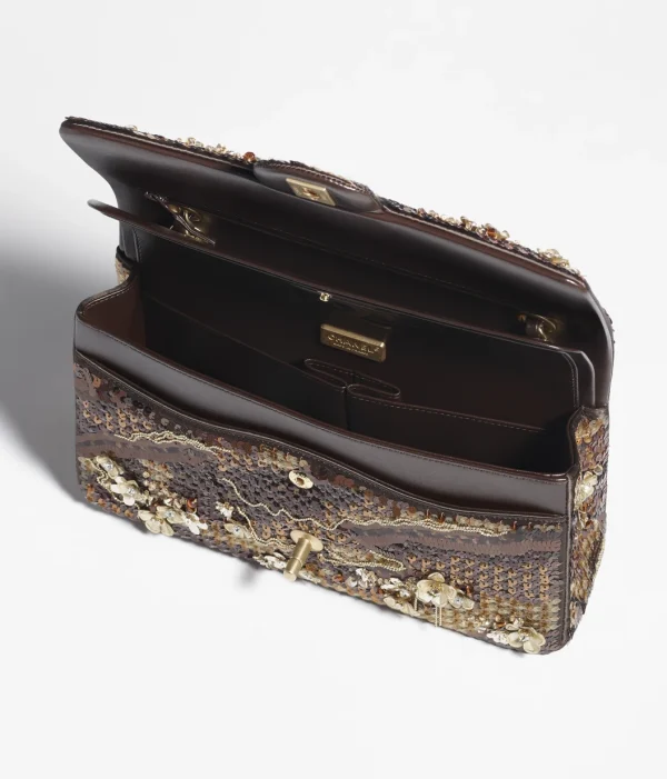 CHANEL Classic 11.12 handbag Brown and Gold - Image 3