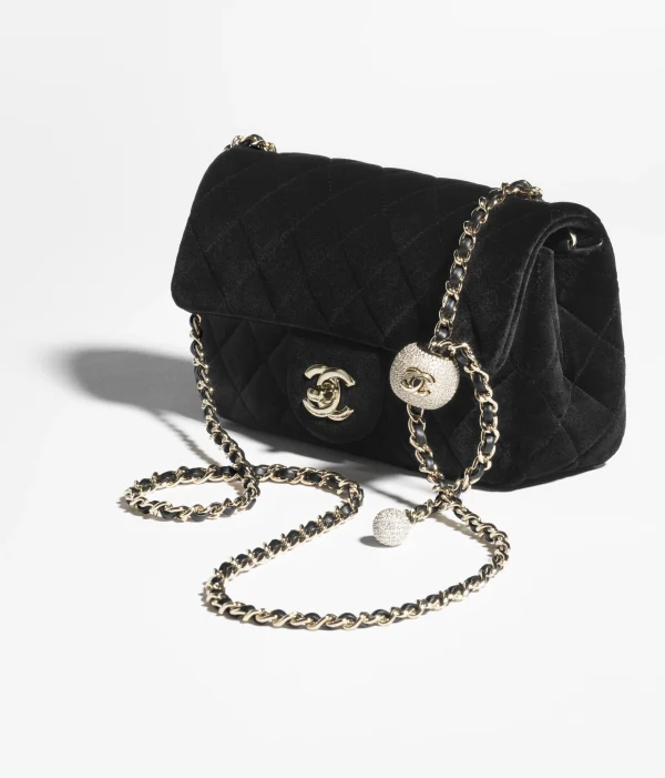 CHANEL Mini cap bag   Velvet, crystal, and gold metal black - Image 2