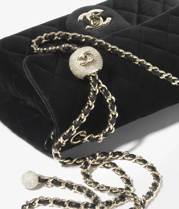 CHANEL Mini cap bag   Velvet, crystal, and gold metal black - Image 4