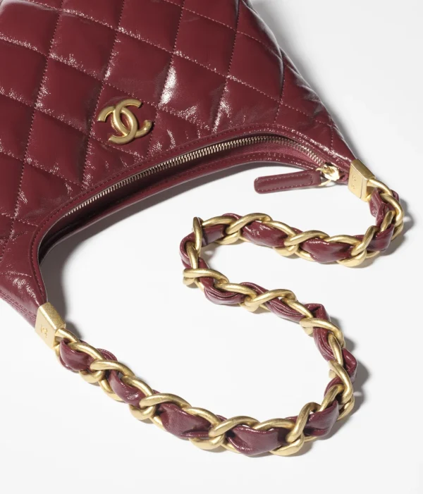 CHANEL Hippie bag   Polish lambskin and golden metal wine red - Image 3