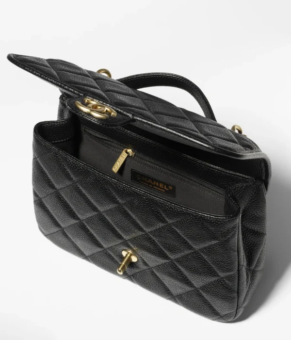 CHANEL backpack   Particle embossed shiny calf leather with golden metal black - Image 3
