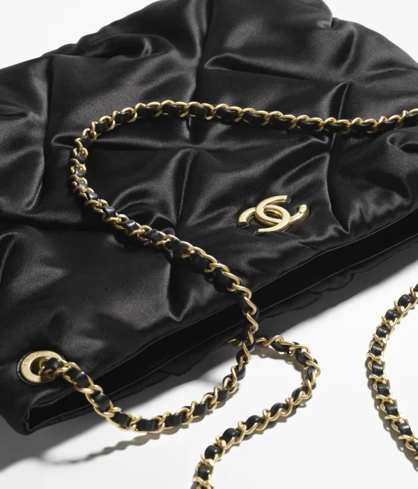 CHANEL Large carry on bag   Silk and gold metal black - Image 2