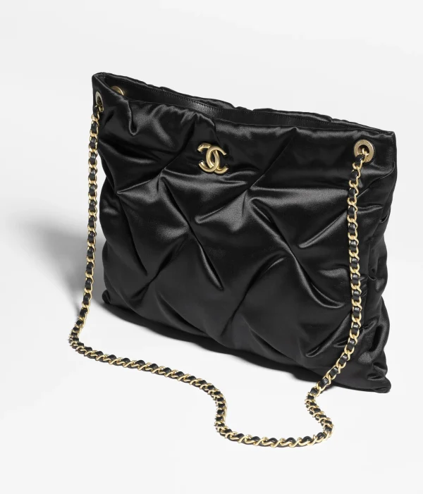 CHANEL Large carry on bag   Silk and gold metal black - Image 3