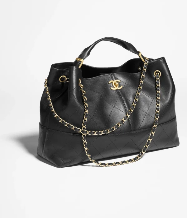 CHANEL Shopping bag  Bull leather and golden metal Black - Image 2