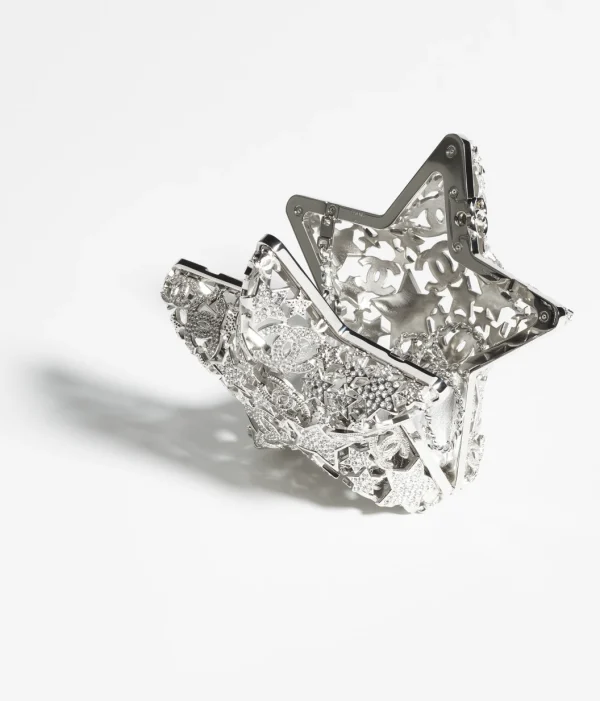 CHANEL Star shaped hard dinner bag   silver metal - Image 4