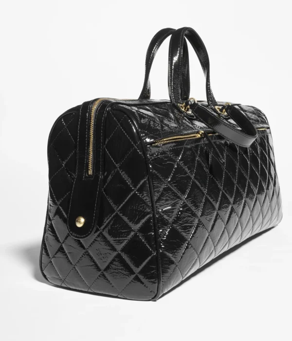 CHANEL MAXI Bowling Bag   Painted folded calf leather and golden metal black - Image 2