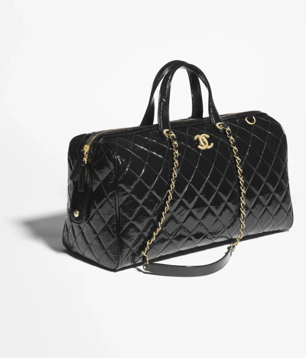 CHANEL MAXI Bowling Bag   Painted folded calf leather and golden metal black - Image 3
