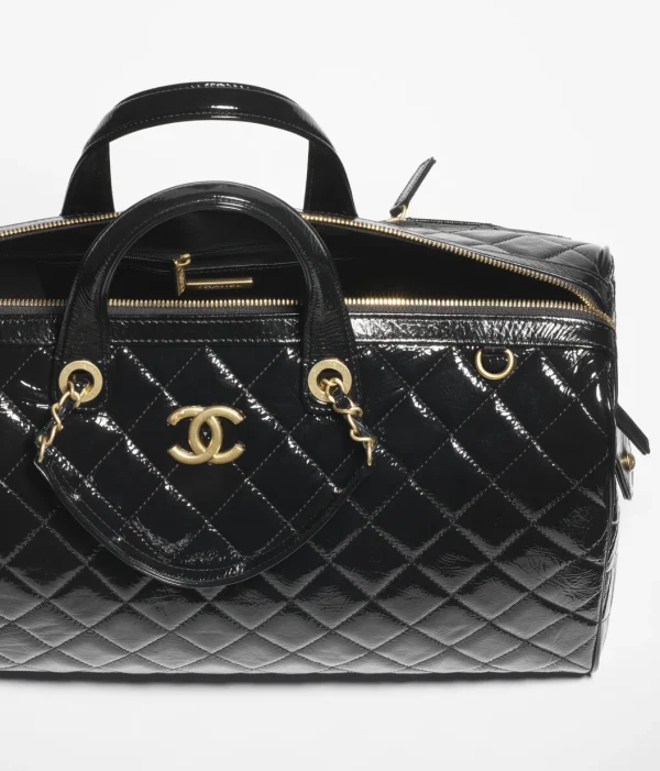 CHANEL MAXI Bowling Bag   Painted folded calf leather and golden metal black - Image 4
