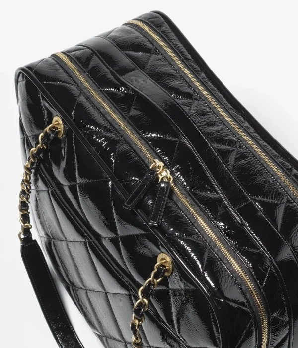 CHANEL Travel bag  Fur grain small cowhide with metallic gold Black - Image 2
