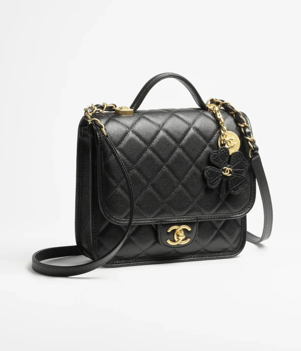 CHANEL backpack Particle embossed shiny calf leather with golden metal black - Image 2