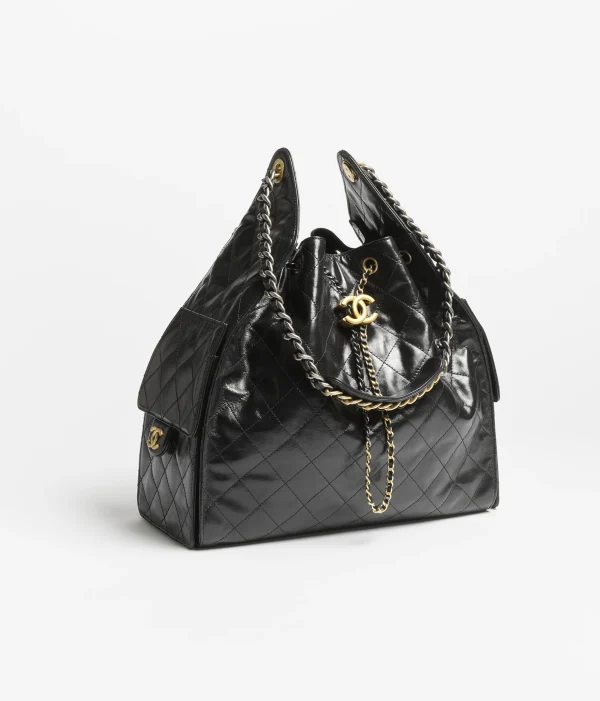 CHANEL 25 Medium Handbag   Shiny textured calf leather, gold and ruthenium metal black - Image 2