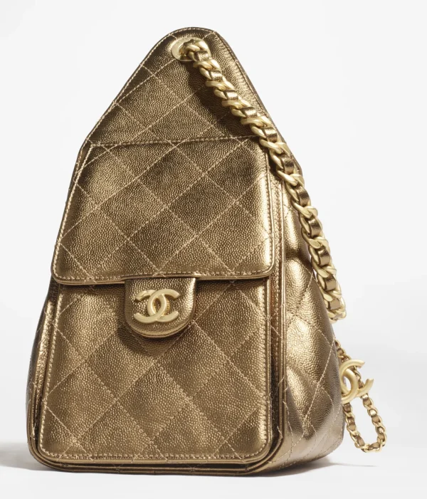 CHANEL 25 Small Handbag   Metallic textured particles embossed cowhide with golden metal Deep Gold - Image 2