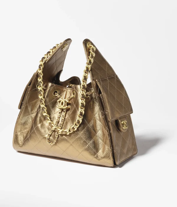 CHANEL 25 Small Handbag   Metallic textured particles embossed cowhide with golden metal Deep Gold - Image 4