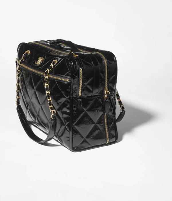 CHANEL Travel bag  Fur grain small cowhide with metallic gold Black - Image 4
