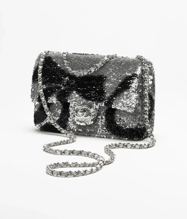 CHANEL Mouth cap bag glitter Silver and Black - Image 2