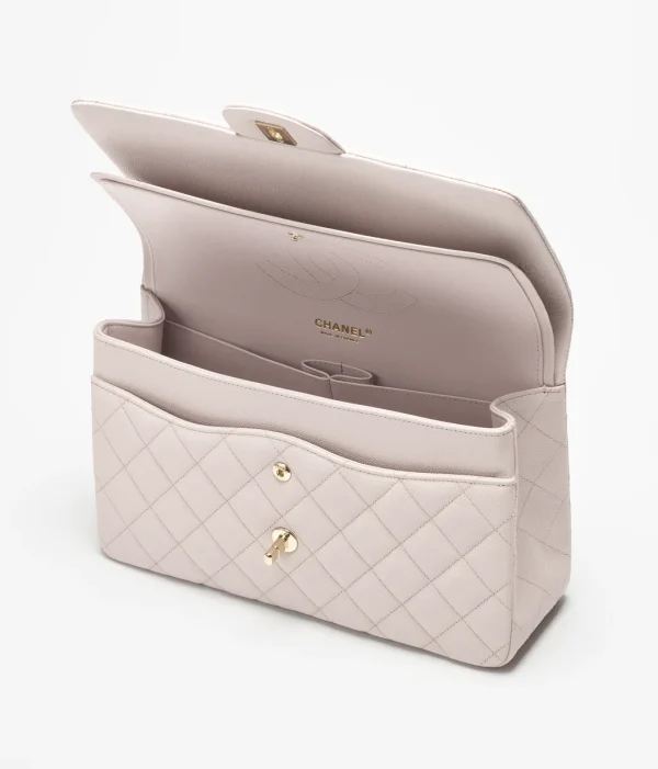 CHANEL Large classic handbag with embossed grain and glossy calf leather - Image 4