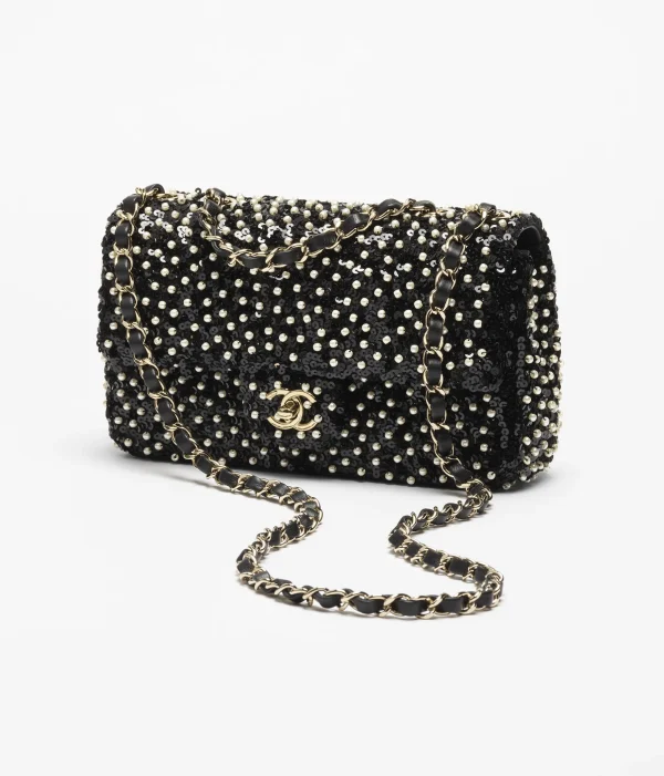 CHANEL evening bag   Glitter, artificial pearls, and golden metal - Image 3